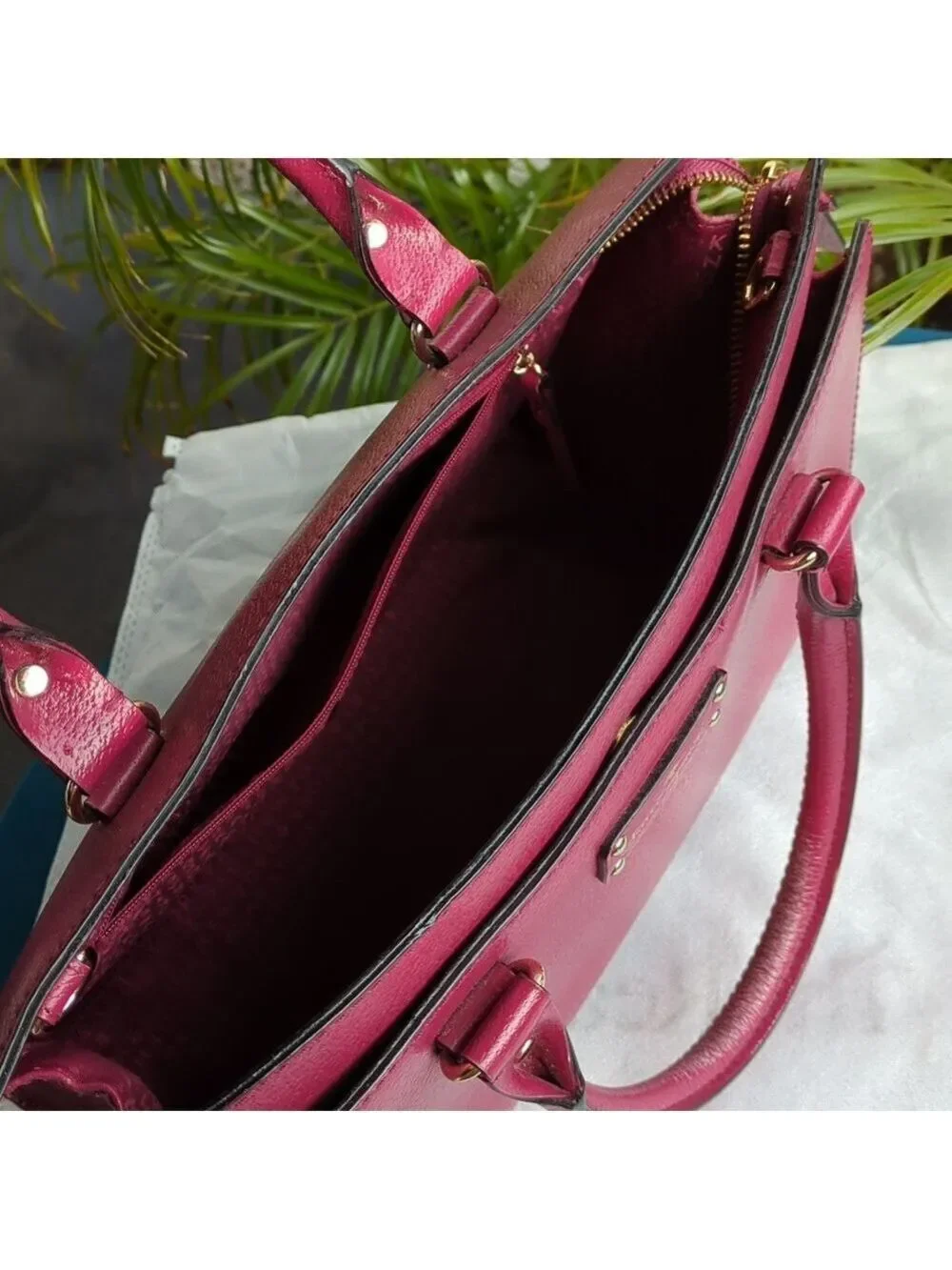 Kate Spade New York Red Leather Tote Handbag Top Handle Satchel Purse